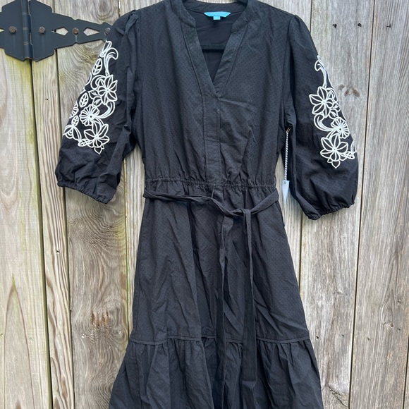 DRAPER JAMES RSVP Embroidered Puff Sleeve Tie Waist Dress Women’s XS NWT NEW - Picture 3 of 13